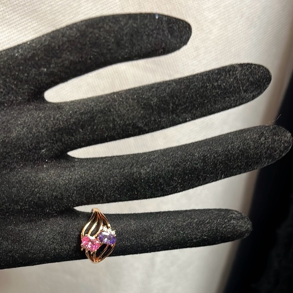 Beautiful Rose Gold Plated 2 Stone Ring - Picture 6 of 9